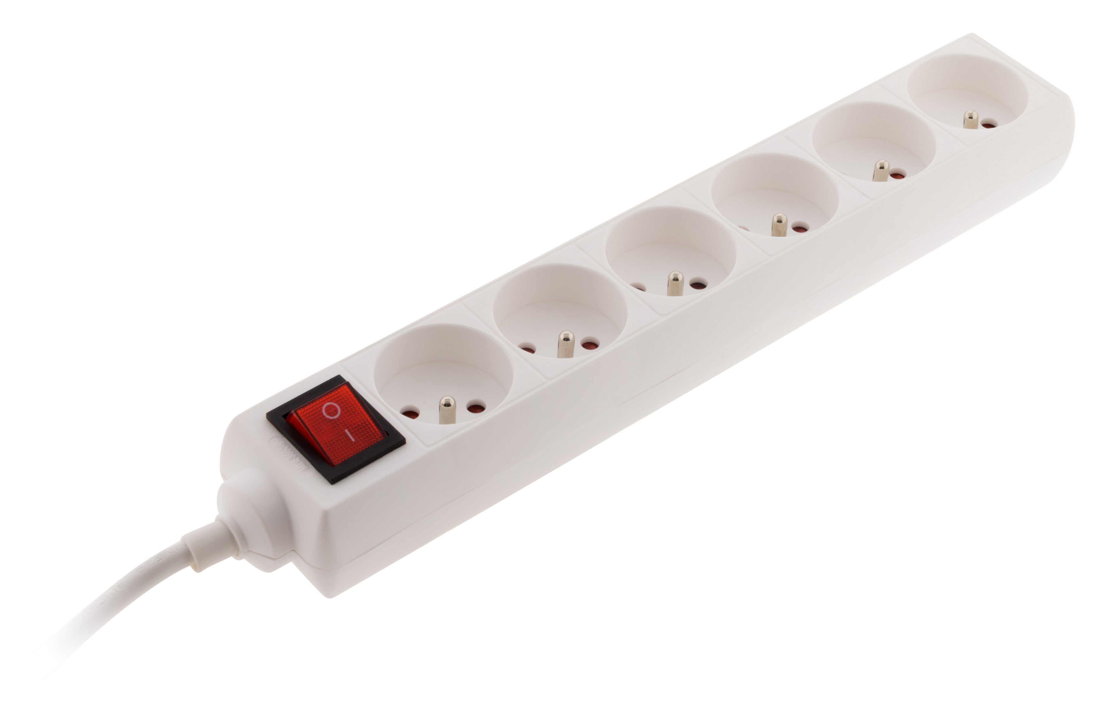 6 prises 16A avec inter blanc + câble 1m