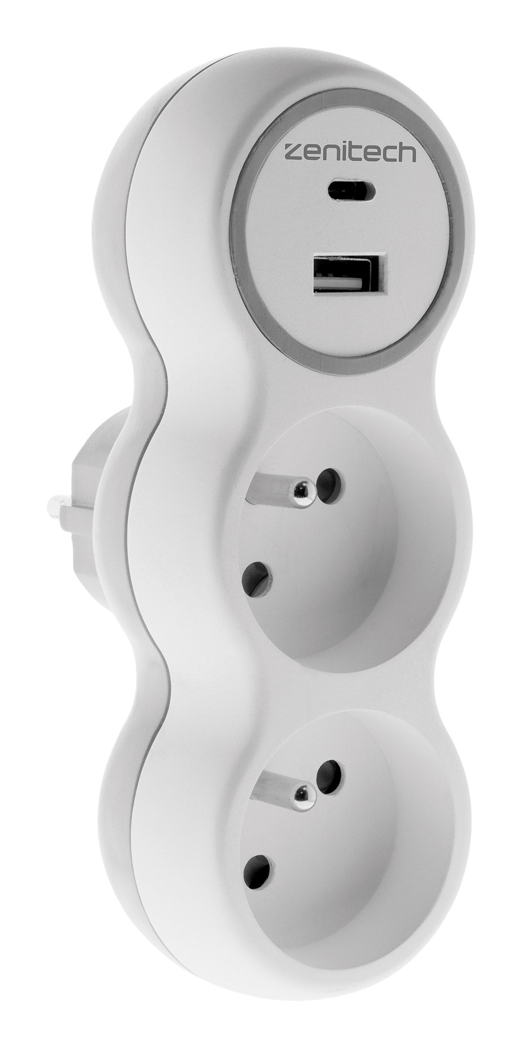 BIPLITE 16A + CHARGEURS USB A+C +BLANC/GRIS