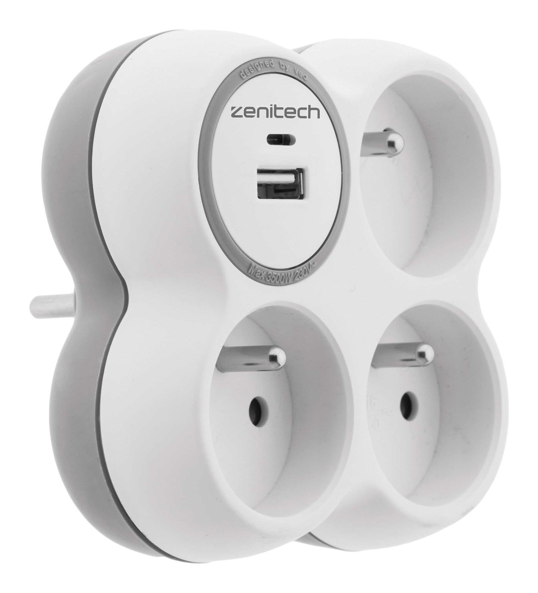 Triplite 16A + chargeur USB A + C blanc/gris Bolea