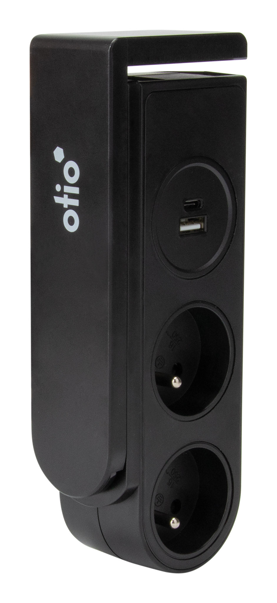 Bloc Geko Clipsable 2P+2 USB 1,5m noir