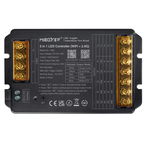 5 in 1 LED Controller (WiFi+2.4G) Tatal output max 30A