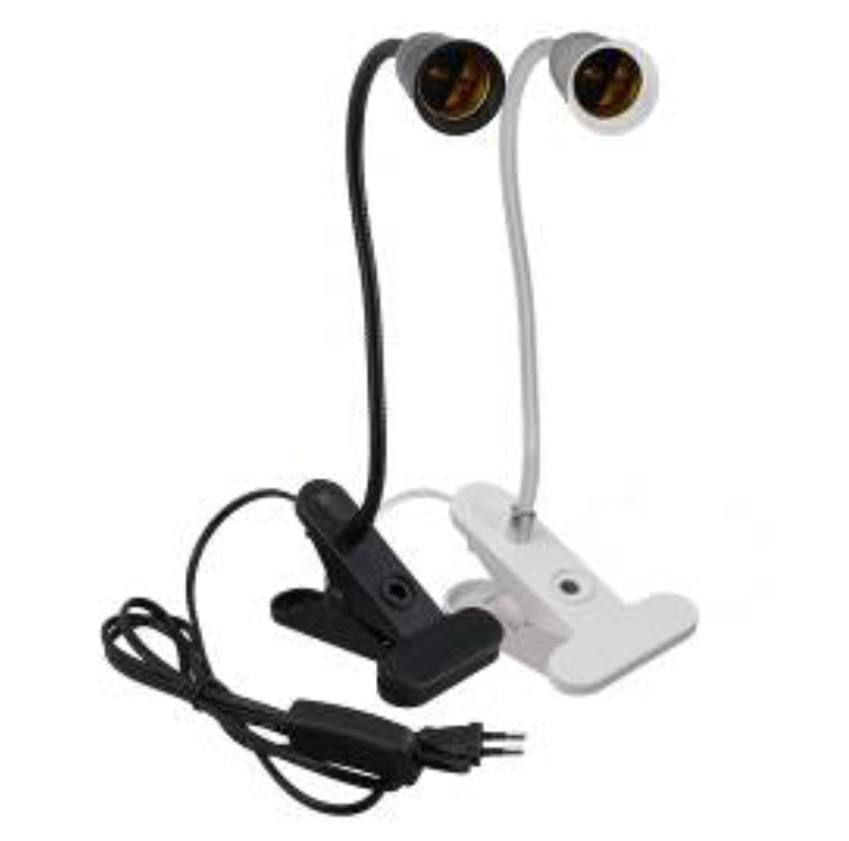 E27 CLIP HOSE LAMP 30CM + 1.8M WIRE AND SWITCH BLACK BODY