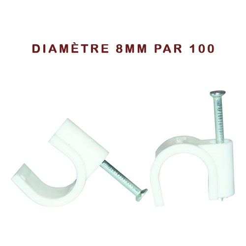 Lot de 100 attaches blanc diamètre 8mm/122908