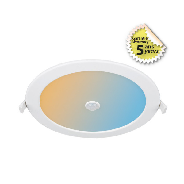 MIIDEX PLAFONNIER LED BLANC + DETECTEUR ⌀ 240 22W CCT