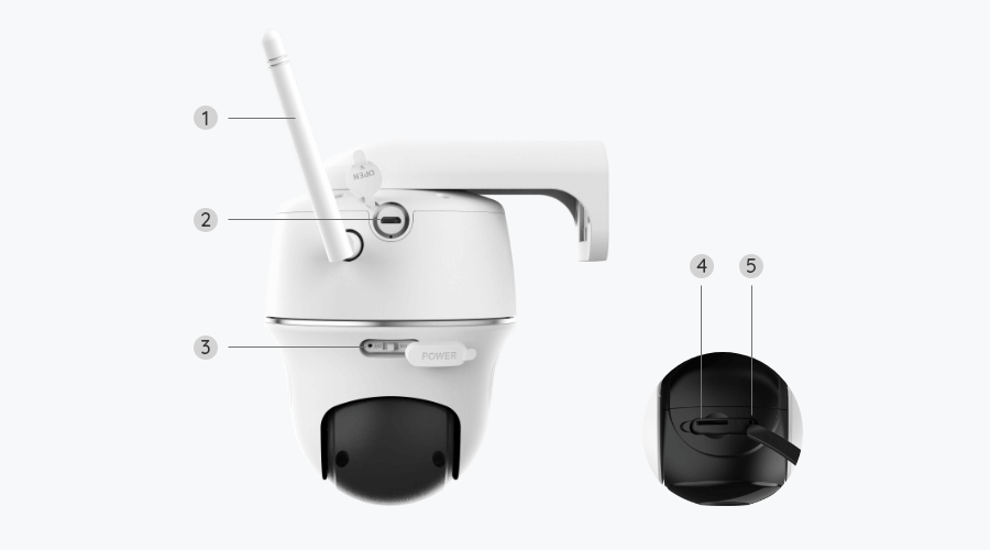 Reolink Argus PT 4MP blanche, Caméra Surveillance WiFi Extérieure sans Fil, Batterie Rechargeable,
