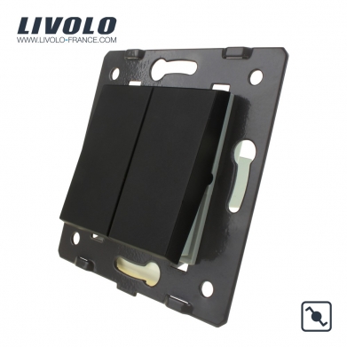 LIVOLO Mécanisme interrupteur noire va et vient 2 boutons / 2 voies