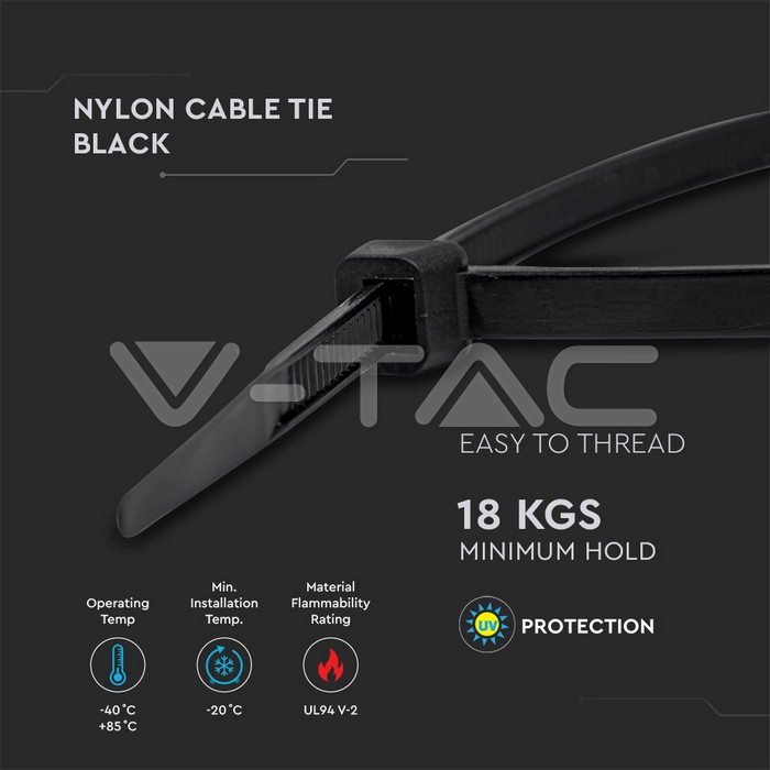 VT-CABLE TIE-3.5*250MM- BLACK
