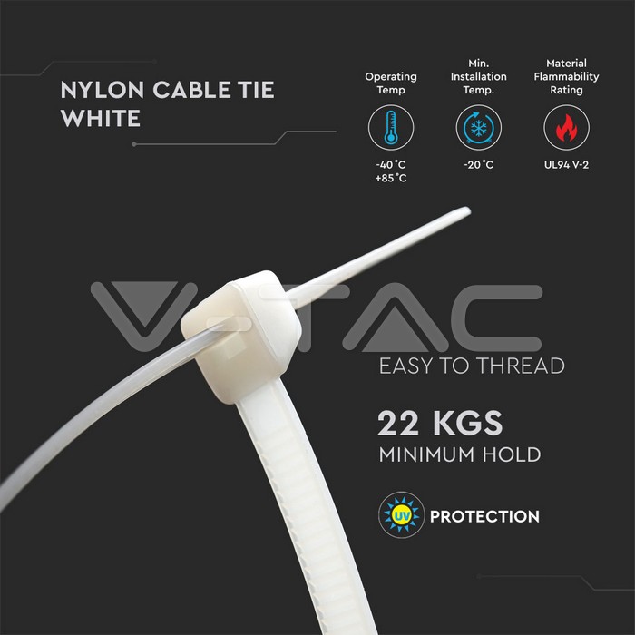 VT-CABLE TIE-4.5*300MM- WHITE