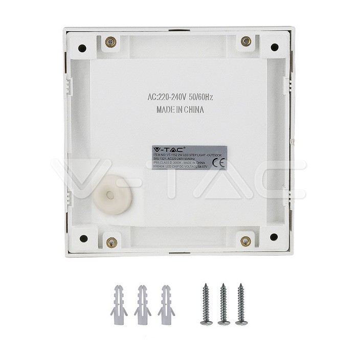 VT-1152 2W LED Step Light White Body Square 4000K