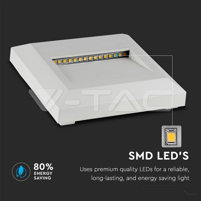 VT-1152 2W LED Step Light White Body Square 4000K
