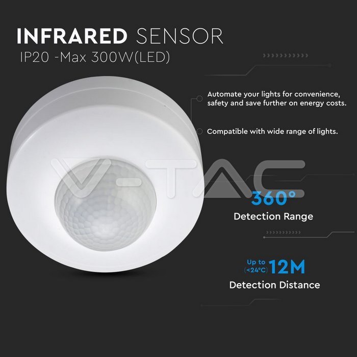 VT-8049 Infrared Motion Sensor White 360°