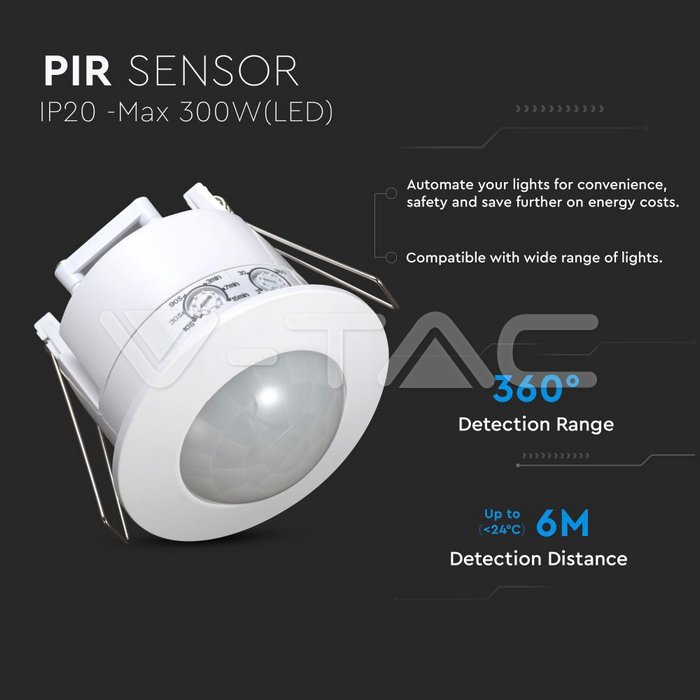 VT-8051 PIR Ceiling Sensor White 360°