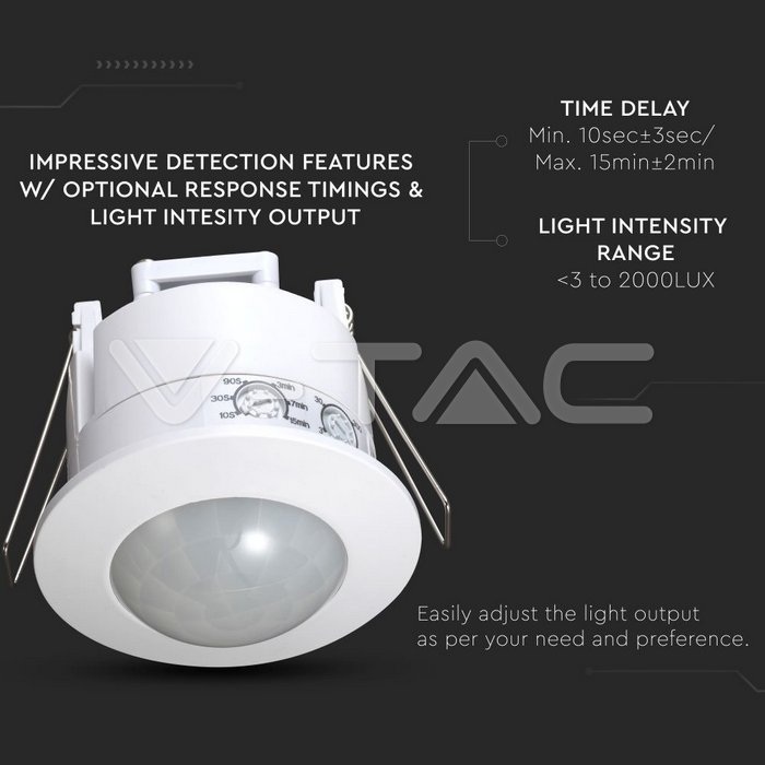 VT-8051 PIR Ceiling Sensor White 360°