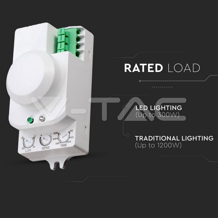 VT-8077 MICROWAVE SENSOR WITH MANUAL OVERRIDE FUNCTION-WHITE (MAX:300W LED)