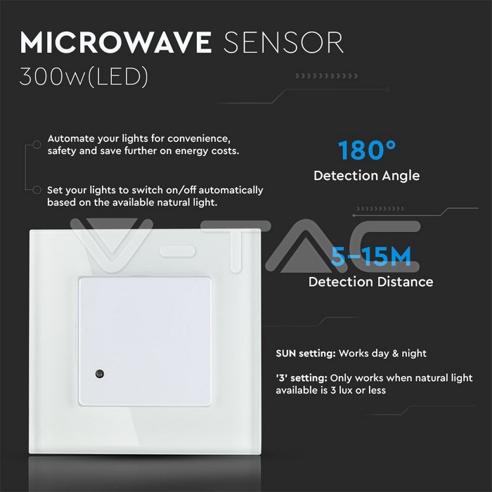 VT-8084 MICROWAVE SENSOR BLANC