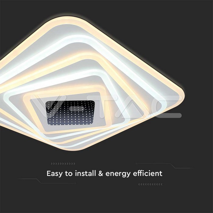VT-7958 150W LED SMART DECORATIVE CEILING LAMP 50x50x7CM 3IN1 DIMMABLE+REMOTE CONTROL