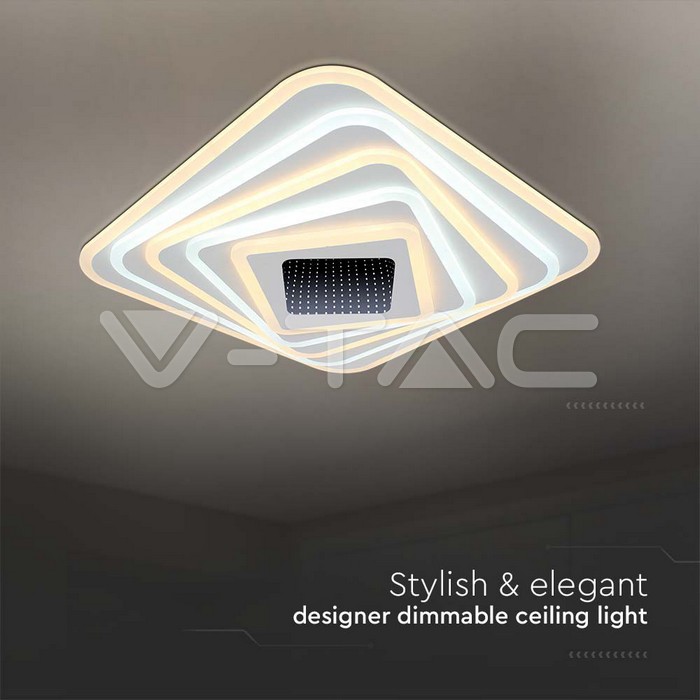 VT-7958 150W LED SMART DECORATIVE CEILING LAMP 50x50x7CM 3IN1 DIMMABLE+REMOTE CONTROL