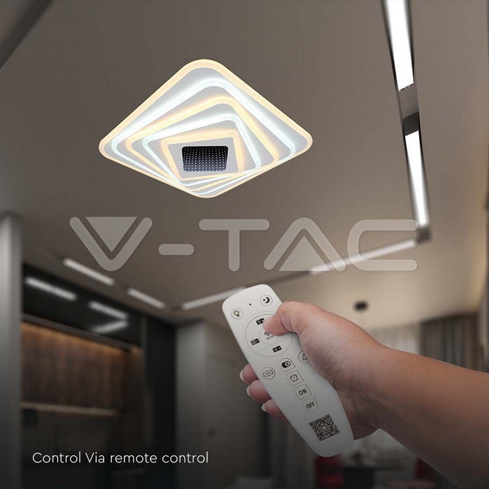 VT-7958 150W LED SMART DECORATIVE CEILING LAMP 50x50x7CM 3IN1 DIMMABLE+REMOTE CONTROL