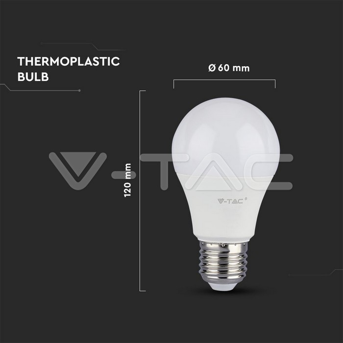 VT-262D AMPOULE PLASTIQUE LED 12W A60 SAMSUNG PUCE 6400K E27 DIMMABLE