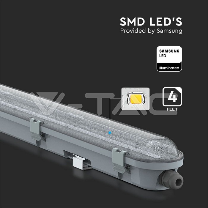 VT-120036 36W LED WP LAMP FITTING 120CM WITH SAMSUNG CHIP TRANSPARENT COVER 6400K