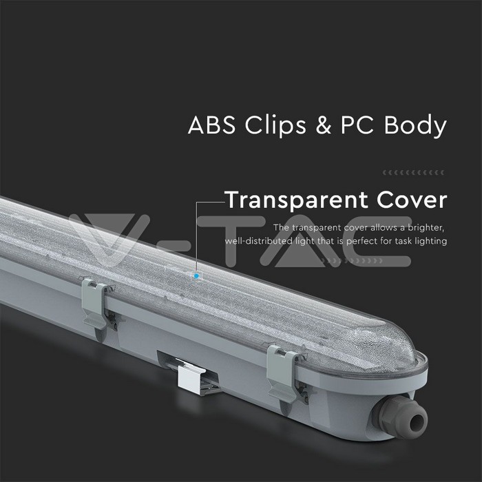 VT-120036 36W LED WP LAMP FITTING 120CM WITH SAMSUNG CHIP TRANSPARENT COVER 6400K