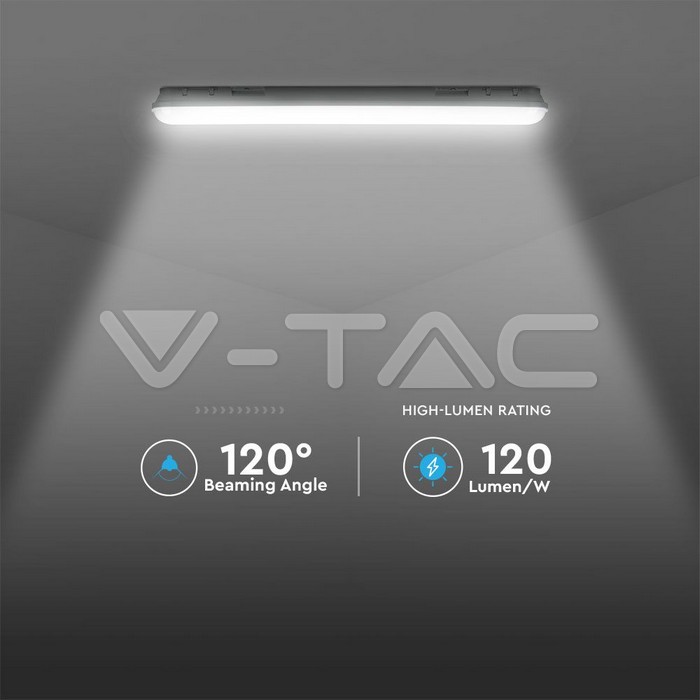 VT-120036 36W LED WP LAMP FITTING 120CM WITH SAMSUNG CHIP TRANSPARENT COVER 6400K