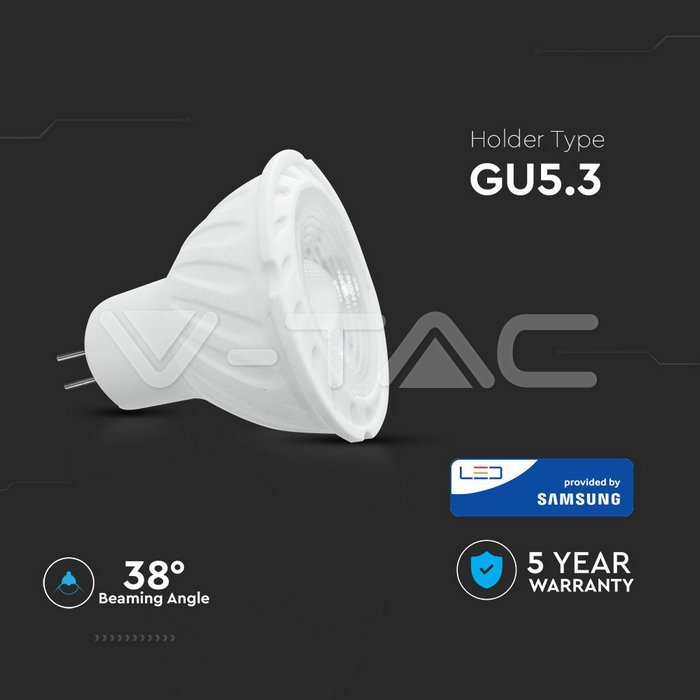 VT-267 LED Spotlight SAMSUNG CHIP - GU10 6.5W MR16 Riple Plastic 38° 4000K