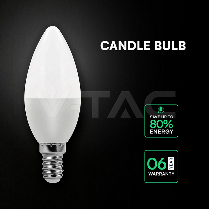 VT-268 6.5W PLASTIC CANDLE BULB 3000K E14