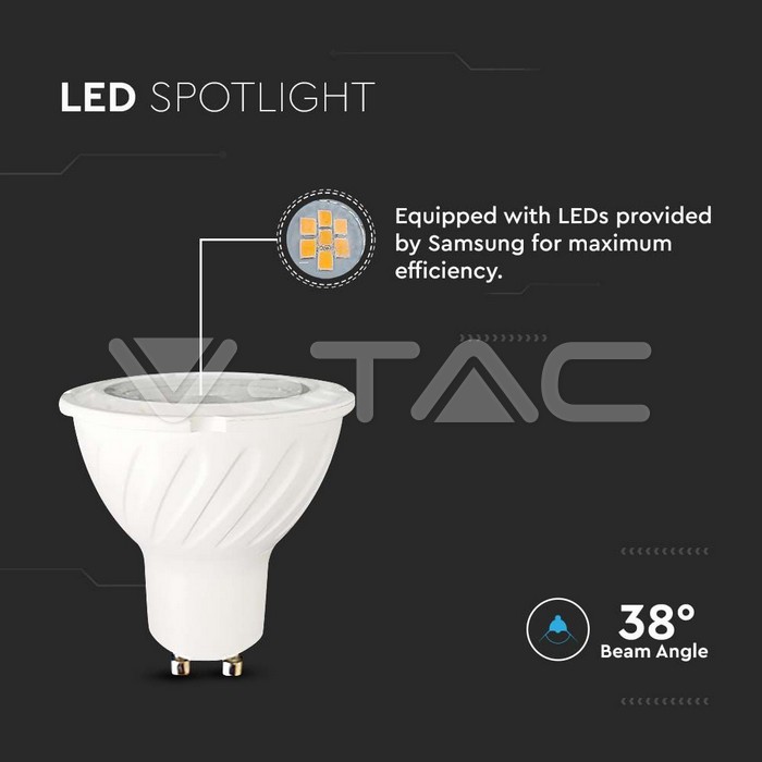 VT-277 6W GU10 SMD PLASTIC SPOTLIGHT WITH LENS &amp; SAMSUNG CHIP 4000K