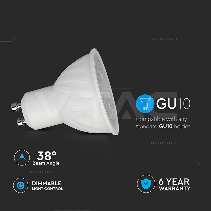 VT-227D 6W GU10 RIPPLE PLASTIC SPOTLIGHT CREE CHIP 6500K 38'D DIMMABLE