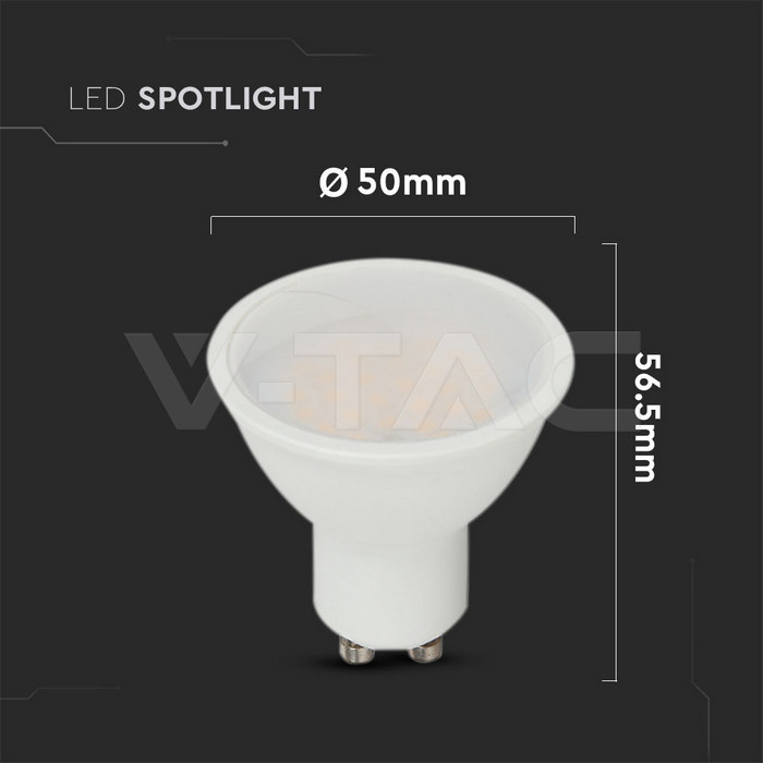 VT-205 4.5W GU10 SMOOTH PLASTIC SPOTLIGHT SAMSUNG CHIP 4000K 110'D