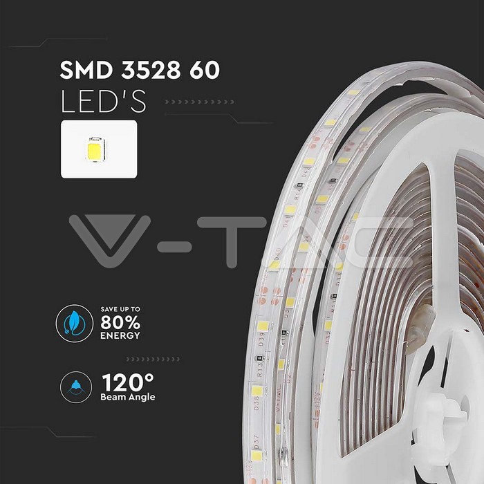 VT-3528 60 5W LED STRIP LIGHT BLUE IP65 (5M/ROLL)