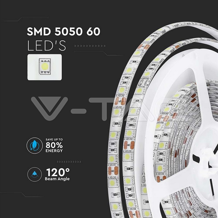 VT-5050 60 7W/M LED STRIP LIGHT RGB IP65 (5M/ROLL)