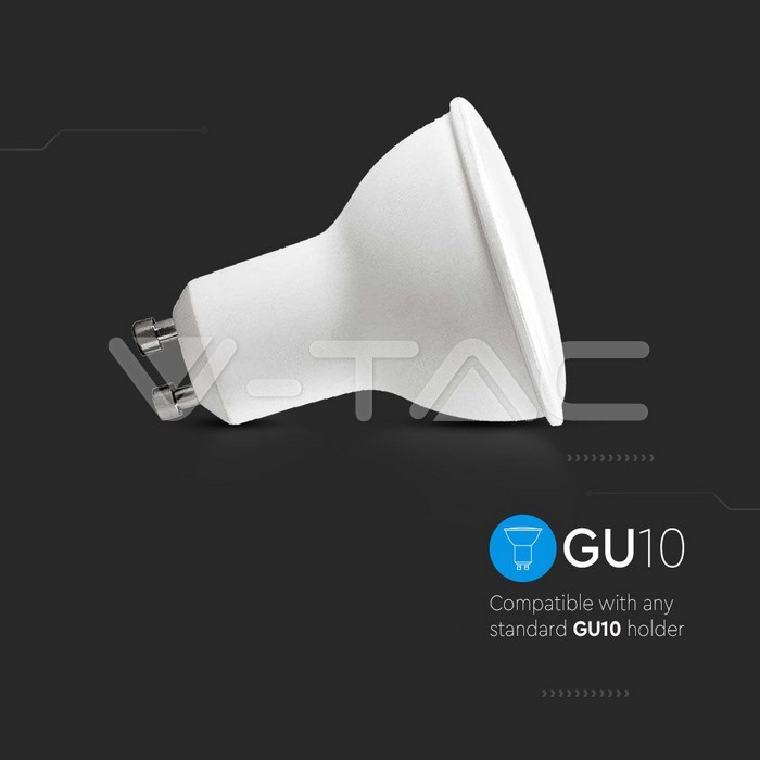 VT-2225 4.5W SMD WHITE PLASTIC SPOTLIGHT-MILKY COVER 4000K GU10 110'D 6PCS/PACK