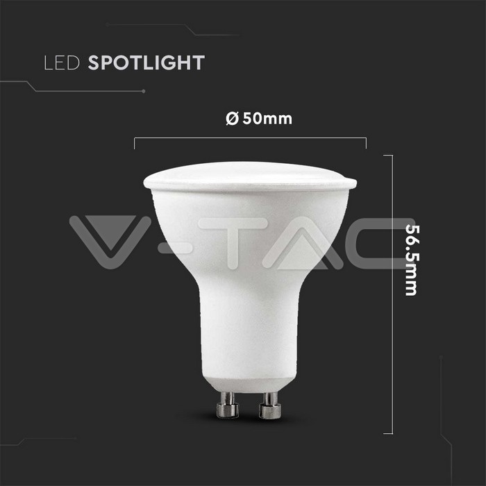 VT-2225 4.5W SMD WHITE PLASTIC SPOTLIGHT-MILKY COVER 4000K GU10 110'D 6PCS/PACK