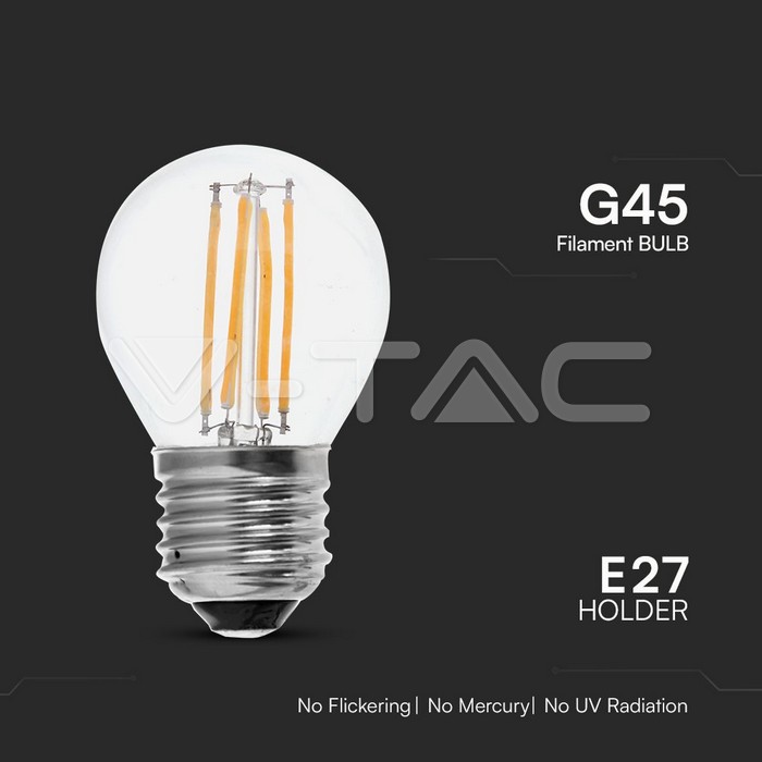 VT-2366 6W G45 FILAMENT BULB CLEAR COVER 6500K E27