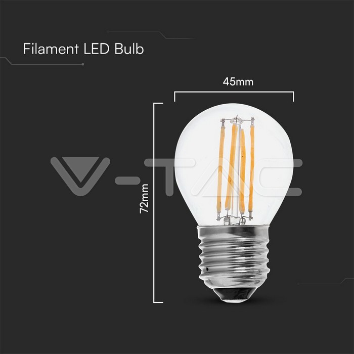 VT-2366 6W G45 FILAMENT BULB CLEAR COVER 6500K E27