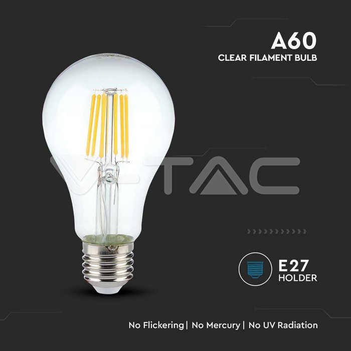 VT-1981 10W A60 LED FILAMENT BULB 4000K E27