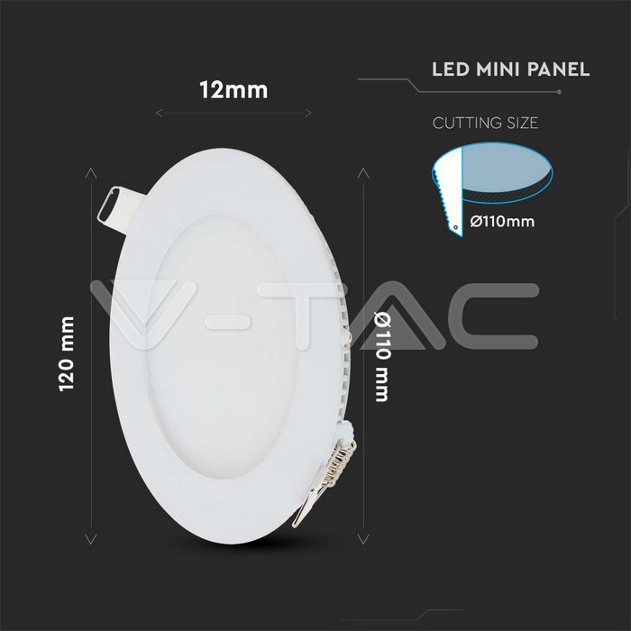 VT-607 6W LED Premium Panel Downlight - Round 6400K