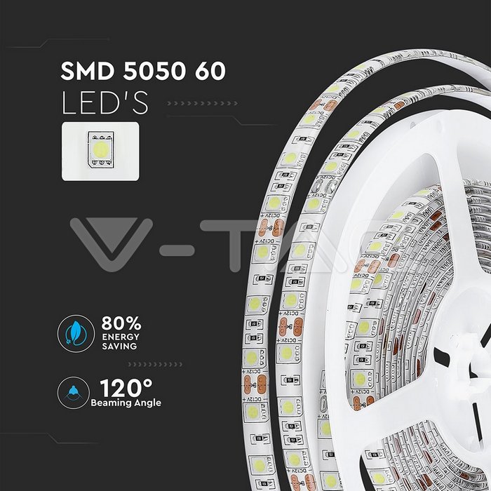 IP65 LED Strip SMD5050 - 60 LEDs 3000K IP65