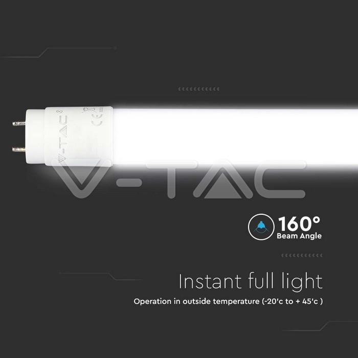 VT-122 16.5W T8 NANO PLASTIC TUBE NON ROTATABLE 120CM SAMSUNG CHIP 6500K 110LM/W