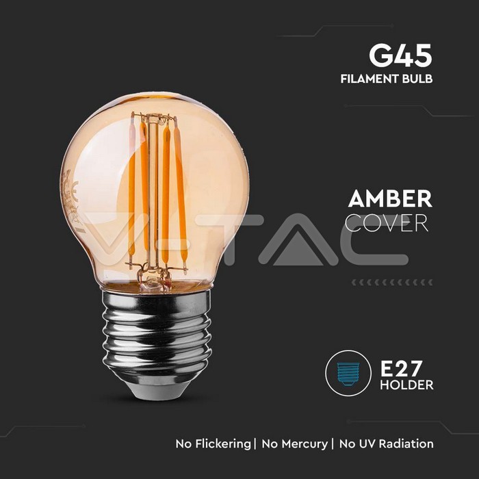 VT-1957 4W G45 FILAMENT BULB AMBER COVER 2200K E27