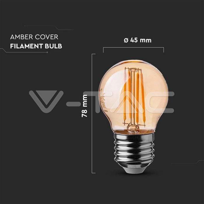 VT-1957 4W G45 FILAMENT BULB AMBER COVER 2200K E27