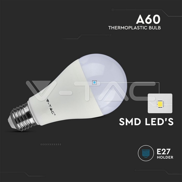 VT-1900 LED Bulb - 8,5W E27 A60 Thermoplastic 4000K 3PCS/PACK