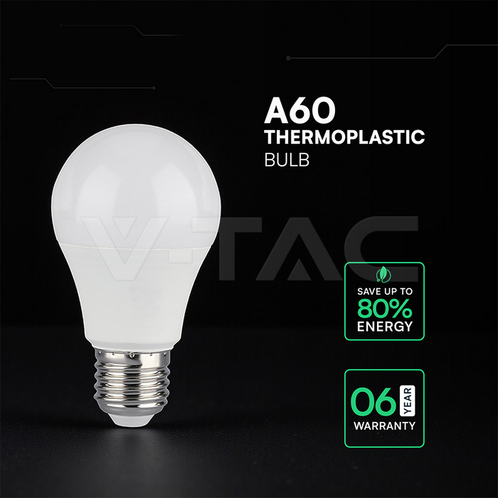 VT-2099 8.5W A60 THERMAL PLASTIC BULB 6500K E27