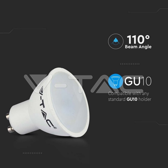 VT-2095 4.5W GU10 SMD SPOTLIGHT MILKY COYER 6400K 108 7270 LED BULB 3PCS/PACK