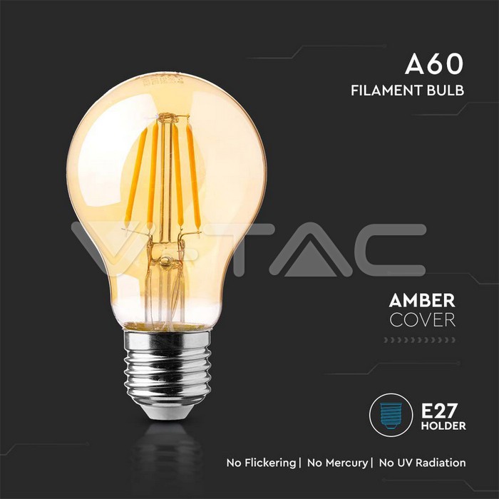 VT-2133 12W A70 LED FILAMENT BULB CLEAR COVER 2200K E27
