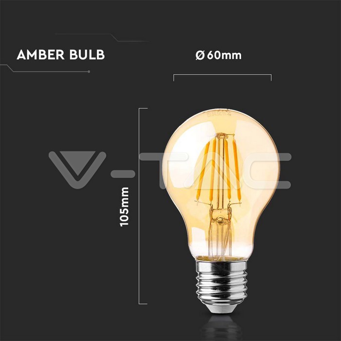 VT-2133 12W A70 LED FILAMENT BULB CLEAR COVER 2200K E27