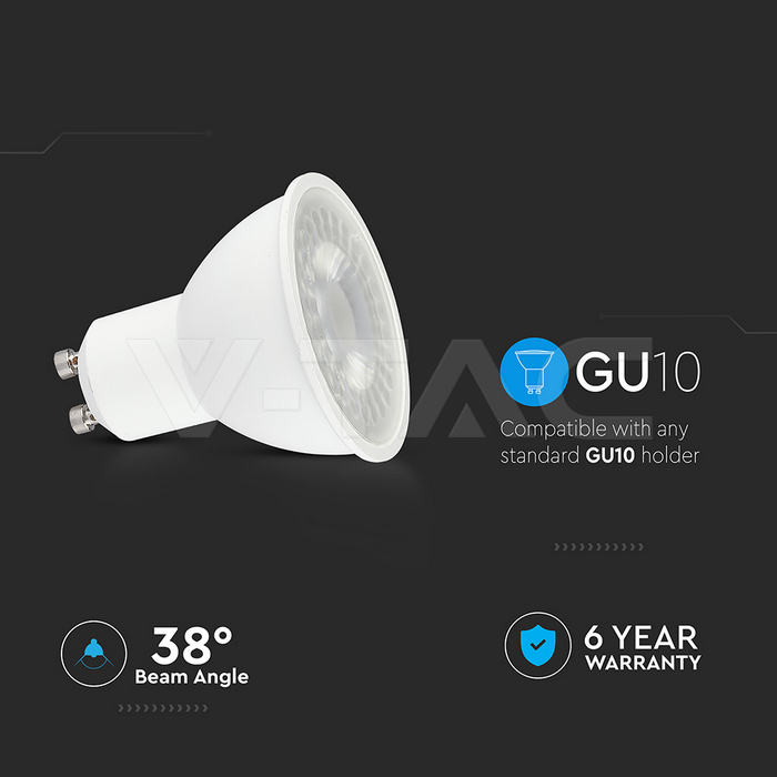 VT-292 7.5W GU10 PLASTIC SPOTLIGHT CREE CHIP 4000K 38'D
