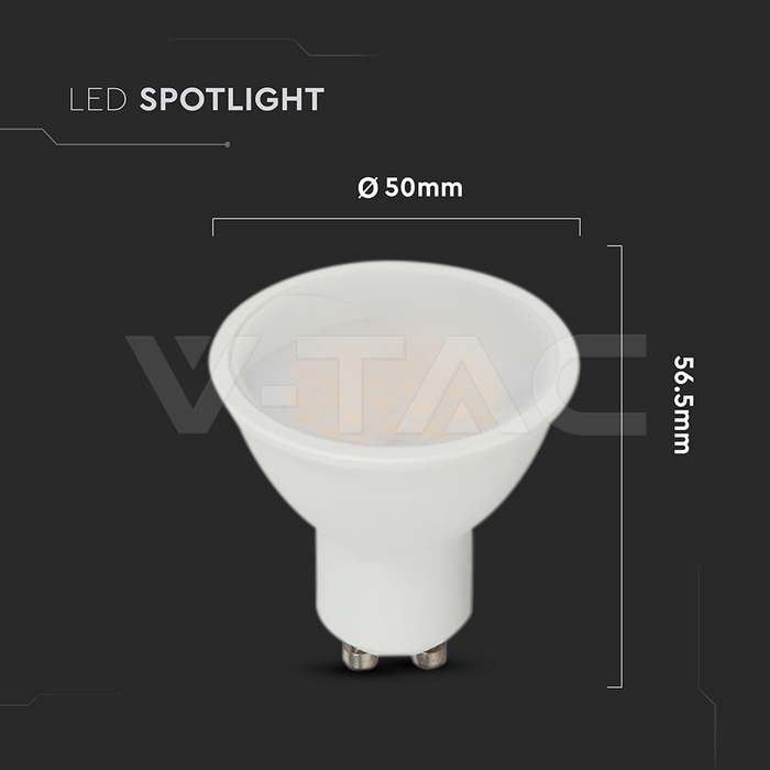 VT-271 10W GU10 LED PLASTIC SPOTLIGHT MILKY COVER CREE CHIP 6500K 100'D
